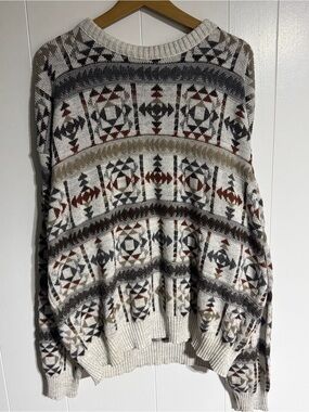 Vintage St. John’s Bay Plaid Knit Sweater Aztec Boho Western Fall Vibes 90s Y2K
